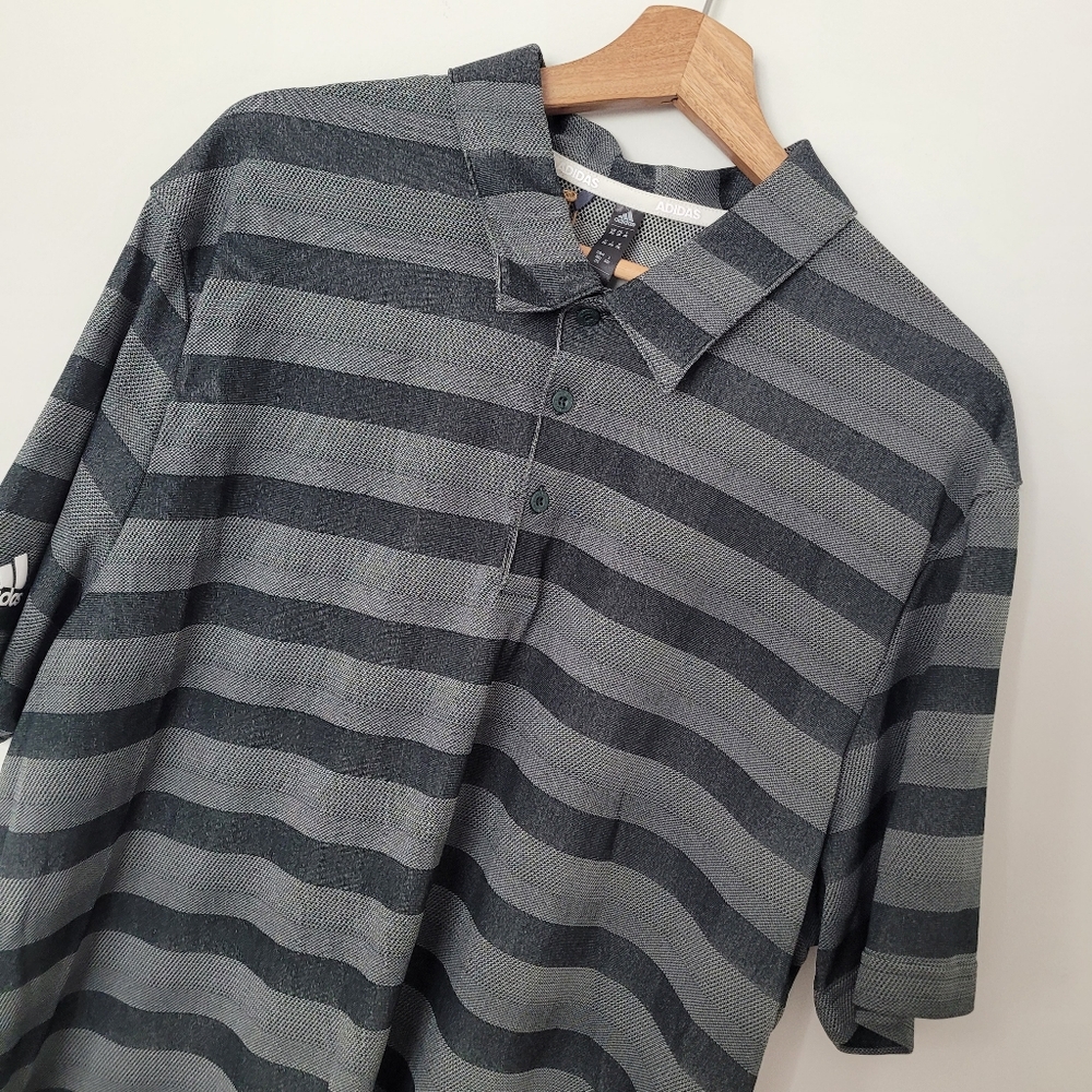 Adidas AEROREADY  Mens  Golf Polo Size 2XL Gray Black Striped Lightweight